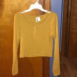 long sleeve mustard yellow crop top